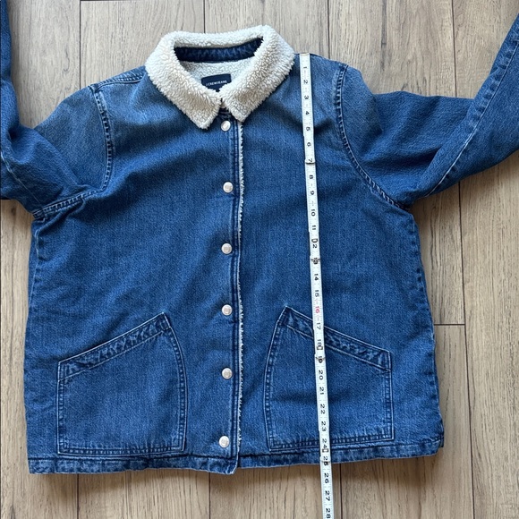 J. Crew Blue Denim Jacket with Cream Sherpa Lining Women’s XL - Picture 7 of 13